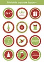 Christmas printable stickers. cupcake toppers