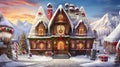 Christmas product display with your products integrated into a joyful North Pole village scene, AI generated