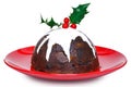 Christmas pudding isolated on white Royalty Free Stock Photo