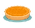 Christmas pumpkin pie on a blue plate. New Year dish