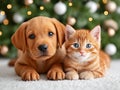 Christmas puppies and kittens Royalty Free Stock Photo