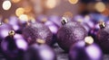 Christmas purple baubles closeup. Abstract holiday decor background Royalty Free Stock Photo