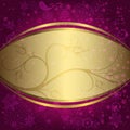 Christmas purple and golden frame Royalty Free Stock Photo