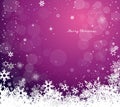 Christmas purple vector background illustration with snowflakes and white Merry Christmas text