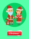 Christmas Push Button Santa Claus and Snow Maiden