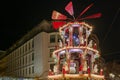 Christmas pyramid, Weihnachtspyramide, decorated Christmas market.