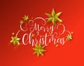 Christmas quote and gold stars over red background Royalty Free Stock Photo