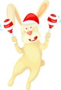 Christmas rabbit playing Royalty Free Stock Photo