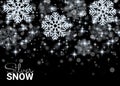 Christmas Random Falling Silver Shining Snowflakes. Royalty Free Stock Photo