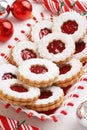 Christmas Raspberry Almond Linzer Torte Cookies Royalty Free Stock Photo