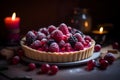 Christmas raspberry tart food. Generate AI