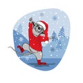 Christmas rat dancing in the snow Royalty Free Stock Photo