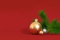 christmas red background 3d rendering gold ball