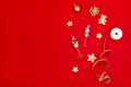 Christmas red background details decorations, place text Royalty Free Stock Photo