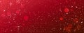 Christmas red background with snowflakes, light, stars. Xmas and New Year theme Royalty Free Stock Photo