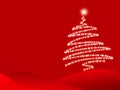Christmas red background with twirled Christmas tree
