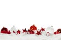 Christmas red balls on snow Royalty Free Stock Photo