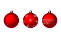 Christmas red balls with snowflake on a white background. Vector graphics. Winter holiday Royalty Free Stock Photo