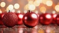 Christmas red baubles close up. Abstract holiday decor background Royalty Free Stock Photo