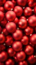 Christmas red baubles close up. Abstract holiday decor background Royalty Free Stock Photo