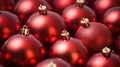 Christmas red baubles close up. Abstract holiday decor background Royalty Free Stock Photo