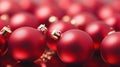 Christmas red baubles close up. Abstract holiday decor background Royalty Free Stock Photo