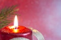 Christmas red candle closeup background Royalty Free Stock Photo