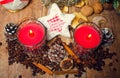 Christmas red candles and spice Royalty Free Stock Photo