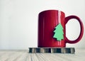 Christmas red cup of tea