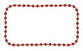 Christmas red garland with round beads in a frame Royalty Free Stock Photo
