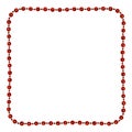 Christmas red garland with round beads in a square frame Royalty Free Stock Photo