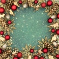 Christmas Red and Gold Tree Decorations Background Border Royalty Free Stock Photo