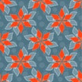 Christmas red and gray pattern with poinsettia flowers