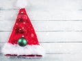 Christmas red and green decor with santa cap Royalty Free Stock Photo