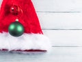 Christmas red and green decor with santa cap Royalty Free Stock Photo