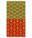 Christmas red green seamless wrapping paper variation for winter holiday celebration with hanging baubles and Xmas tree applique