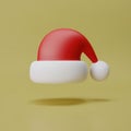 Christmas red hat 3d icon. Santa Claus cap 3d icon. Cartoon 3d illustration. Christmas decoration element for design Royalty Free Stock Photo