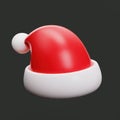 Christmas red hat 3d icon. Santa Claus cap 3d icon. Cartoon 3d illustration. Christmas decoration element for design Royalty Free Stock Photo