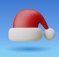 Christmas red hat 3d icon. Santa Claus cap 3d icon. Vector cartoon 3d illustration. Christmas decoration element for Royalty Free Stock Photo