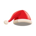 Christmas red hat with pompom icon, cartoon style Royalty Free Stock Photo