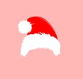 Christmas red hats icon. Santa Claus costume vector illustration. New Year photography portreit element. Royalty Free Stock Photo