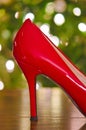 Christmas red high heel shoe Royalty Free Stock Photo