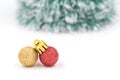 Christmas red ornament (red and gold balls) with decorations. Royalty Free Stock Photo