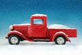 Christmas red pickup truck Royalty Free Stock Photo