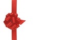 Christmas Red Ribbon And Bow With Copy Space