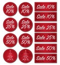 Christmas red sale tag vector Royalty Free Stock Photo