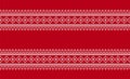 Christmas Red Seamless Pattern. Knit Border Print. Knitted Sweater Texture. Xmas Winter Geometric Background
