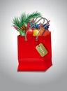 Christmas red shopping bag Royalty Free Stock Photo