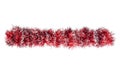 Christmas red silver tinsel. Isolated on a white background Royalty Free Stock Photo