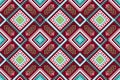 Christmas red square blue weave ethnic geometric oriental seamless traditional pattern. design for background, carpet, wallpaper